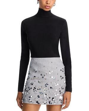 Aqua Turtleneck Jersey Top - Black
