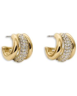 Kate Spade Tiny Twinkles Pave Triple Row Huggie Hoop Earrings - Metallic