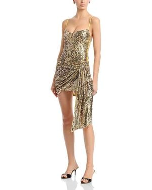 Area Wrapped Sequinned Mini Dress - Natural
