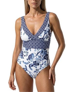 Hermoza Noni V Neck Sculpting One Piece Swimsuit - Blue