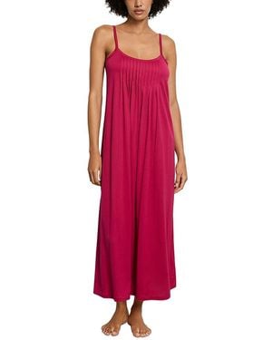Hanro Juliet Pleated Long Spaghetti Gown - Red
