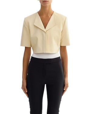 Lamarque Collarless Leather Jacket - Blue