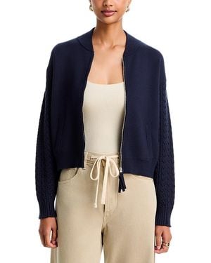 525 America Cable Sleeve Bomber Sweater Jacket - Blue