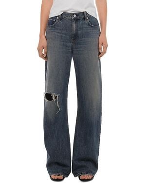 Helmut Lang High Rise Ripped Bootcut Jeans - Blue
