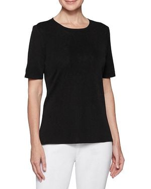 Misook Jewel Neck Tee - Black