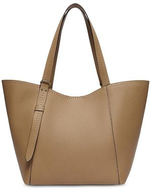 Max Mara Archetipo Tumbled Calfskin Trapezoid Tote - Brown