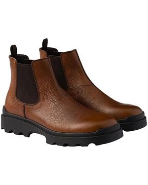 Prada Printed Leather Chelsea Boots - Brown