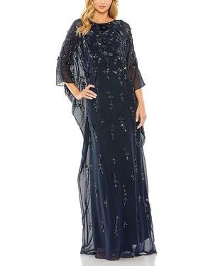 Mac Duggal Floral Embellished Trapeze Dress - Blue