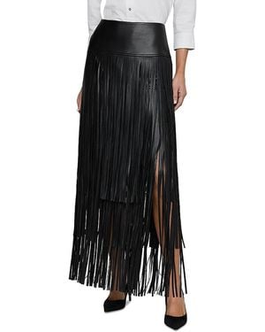 L'Agence Karoline Maxi Fringe Faux Leather Skirt - Black