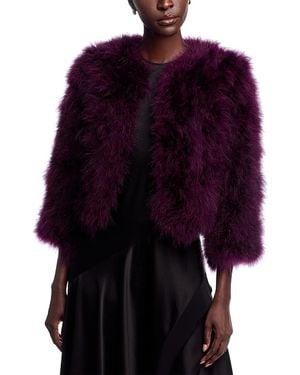 Adrienne Landau Esti Marabou Feather Jacket - Red