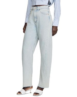 Sandro Ethan Wide Leg Barrel Jeans - Blue
