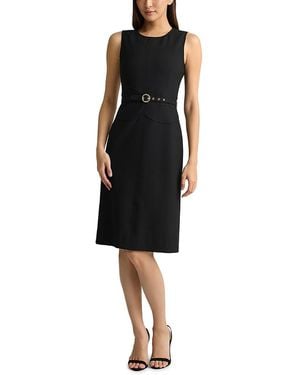 St. John Belted Sleeveless Sheath Dress - Black
