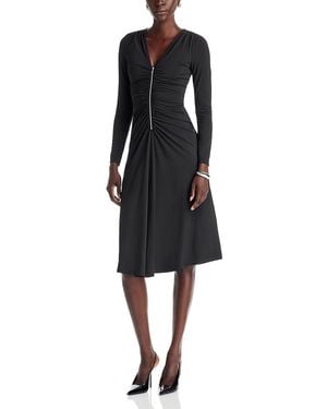 Michael Kors Michael Zip Front Ruched Midi Dress - Black
