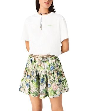 Maje Printed Ruffled Skirt - White