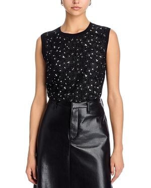 Oscar de la Renta Lace Knit Top - Black
