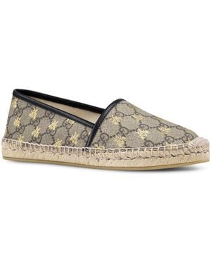 Gucci Womens Beige Comb Pilar GG Bee Canvas Espadrilles 2 - Natural