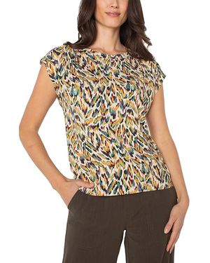 Liverpool Los Angeles Cap Sleeve Boatneck Top - Multicolor