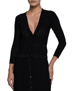 L'Agence Irvin Pointelle Cropped Cardigan - Black