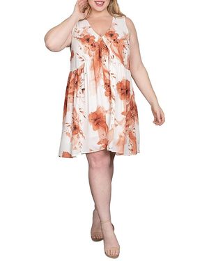 Standards & Practices Floral Print Tulip Hem Mini Shift Dress - Red