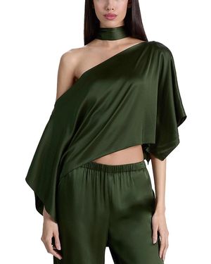 Alice + Olivia Rita Draped Cropped Top - Green