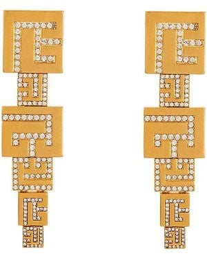 Balmain 3D Pb Pendant Earrings With Crystals - Metallic