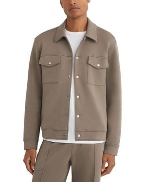 Reiss Thom Twin Pocket Interlock Overshirt - Brown