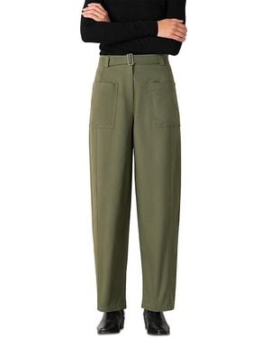 Whistles Belted Barrel Leg Trousers - Green