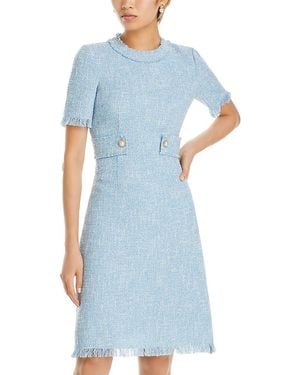 Teri Jon Boucle Tweed Dress - Blue