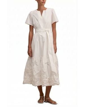 EVER NEW Matilda Embroidered Tie Midi Dress - Natural