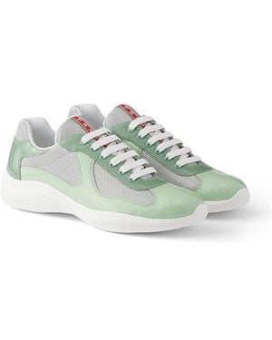 Prada America's Cup Patent Leather And Technical Fabric Sneakers - Green