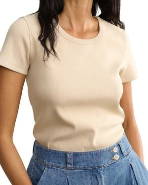 Jenni Kayne Ribbed Crewneck Tee - Natural