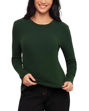 Karen Kane Ribbed Long Sleeve Crewneck Top - Green