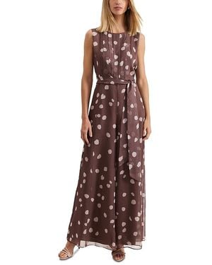 Phase Eight Maxine Chiffon Dot Print Jumpsuit - Brown