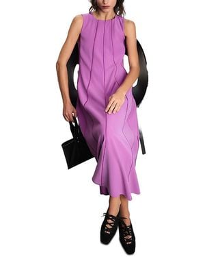 Emporio Armani Techno Cady Sleeveless Midi Dress - Purple