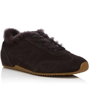 Rag & Bone Retro Runner Slim Suede Shearling Lined Sneakers - Black