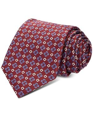 Canali Silk Classic Flower Square Tie - Red