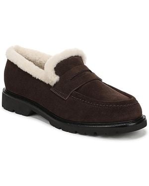 Vince Siena Lug Shearling Penny Loafers - Brown