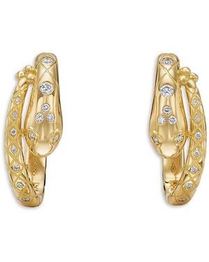 Temple St. Clair Temple. St. Clair 18K Fj Diamond Delphi Serpent Small Hoop Earrings - Metallic