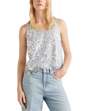 Marella Sequinned Tank Top - Blue