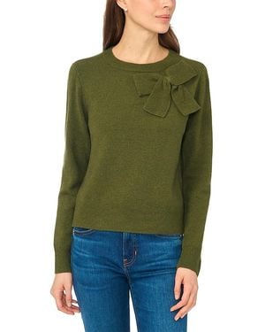 Cece Bow Applique Crewneck Sweater - Green