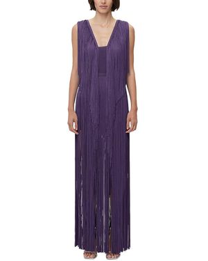Hervé Léger Plunge Fringe Gown - Purple
