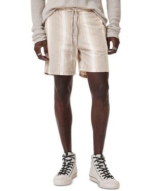 John Varvatos Stripe Cotton & Hemp Drawstring Shorts - Natural
