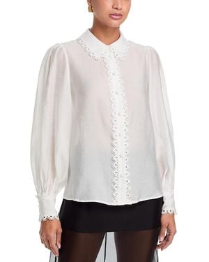 Aqua Lace Trim Blouse - White