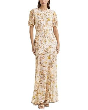Reiss Naia Printed Floral Dress - Metallic