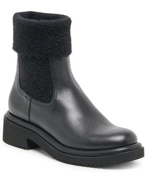 Dolce Vita Barbi Plush Knit & Leather Ankle Boots - Black
