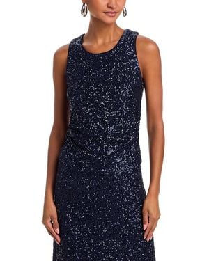 Aqua Sequin Ruched Tank - Blue