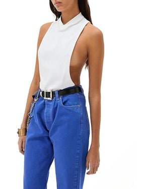 Versace Vintage Stretch Cotton Jersey Tank Top - Blue