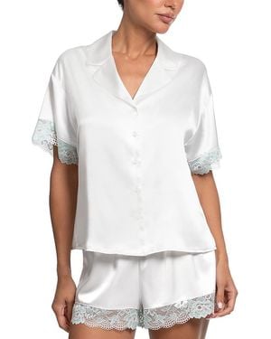 In Bloom Stretch Satin Shortie Pajama Set - White