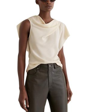 Reiss Natalie Drape Neck Shell Top - White