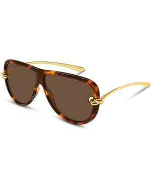 Bottega Veneta Knot Pilot Sunglasses, 61Mm - Brown